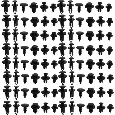 190 clips de fixation pour garnitures de carrosserie, capot moteur, protection de carénage-2X2CM-Black (1/4)