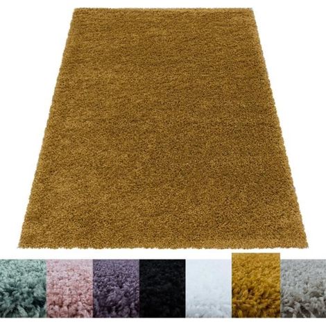 1 tapis rond or pour salon, design moderne, moelleux et doux, 200 cm, idéal intérieur contemporain