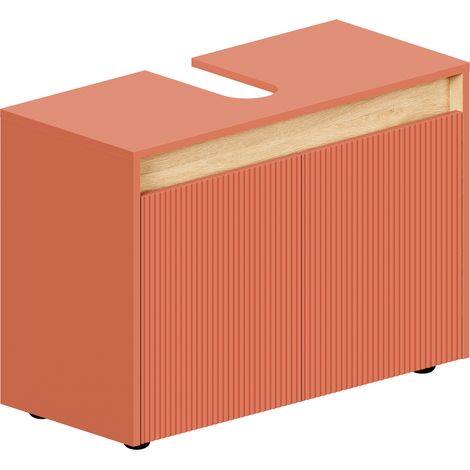 BERNSTEIN - Mobile lavabo da appoggio MDF albicocca opaco 80x35x54cm (LxPxA) + 2 ante - BELDIVO	Albicocca opaco