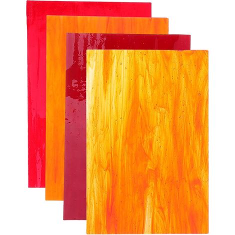 Feuilles de Vitrail en Mosaïque Texture Ondulée D'eau Couleur Aléatoire 4pcs Verre Coloré 10x15cm, Finition Délicate pour Artisanat Vitrail et Décoration DIY (1/5)