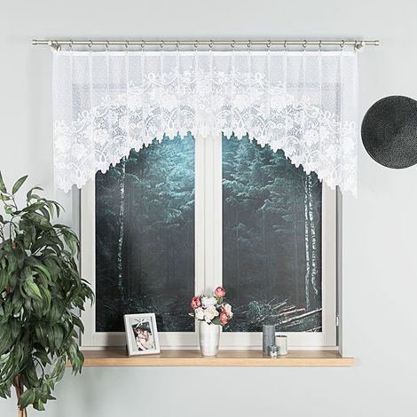 Demetria - Cortina jacquard confeccionada con abertura en la parte inferior - 250 x 80 cm - blanca (1/5)