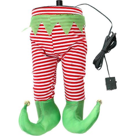 Décoration de Noël unique en peluche représentant des jambes qui se balancent, accessoire pour sapin de Noël, rouge et blanc. (1/5)