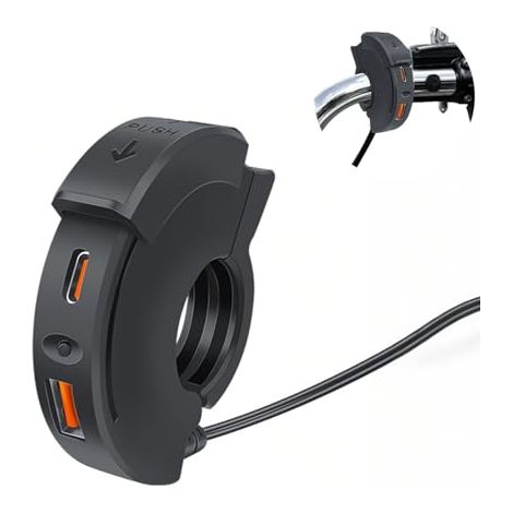 48-W-USB-Ladegerät für Motorräder, 2 Anschlüsse (QC3.0 18 W + PD3.0 30 W) mit IP65-Schalter, 12–24 V USB-C-Buchse – Schnellladen für Reisen/Abenteuer/Outdoor – Kompatibel mit Telefon/GPS/Kamera