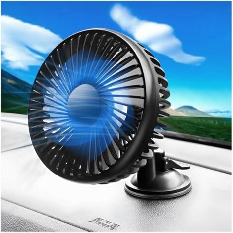 Ventilateur Auto, 3 Niveaux De Vitesse Ventilateur De Refroidissement Avec Réglable à 360 °, Refroidissement Silencieux Ventilateur Portable, Pour Été Voiture SUV (Ventouses)