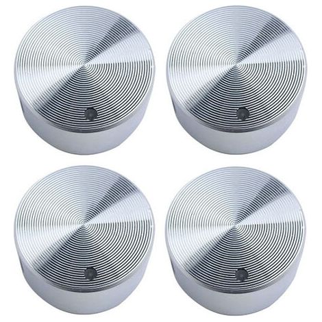 Pair - Jeu de 4 boutons, pour plaques à encastrer, 6 mm, alliage, argenté (1/5)