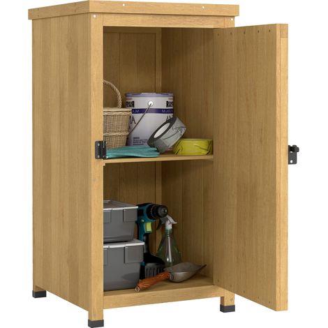 Outsunny Wooden Garden Shed, Garden Tool Storage Shed with Shelf Brown