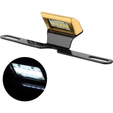 Plaque d'immatriculation universelle moto CNC aluminium 6 LED or - Feu arrière support d'éclairage de plaque (1/5)