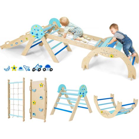 Lot de 1 cadre d'escalade pliable 281 x 66 x 58,5 cm sécurité optimale design bleu
