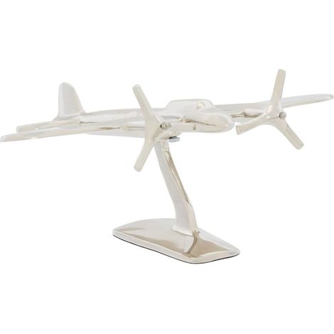 Avion Déco à Poser "Flavie" 30cm Argent (1/3)