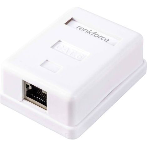 RENKFORCE ADAPTATEUR RÉSEAU MONTAGE APPARENT (EN SAILLIE) CAT 6 1 PORT BLANC RF-4541182 (1/4)
