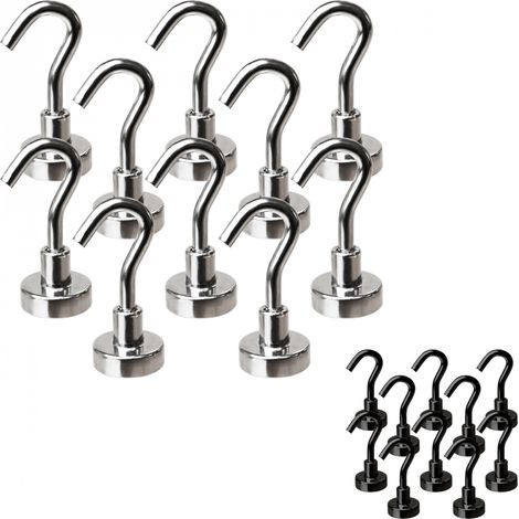 Lot de 10 crochets magnétiques anti-rouille diamètre 3 mm - KN16 - Chromé - Linxor (1/5)
