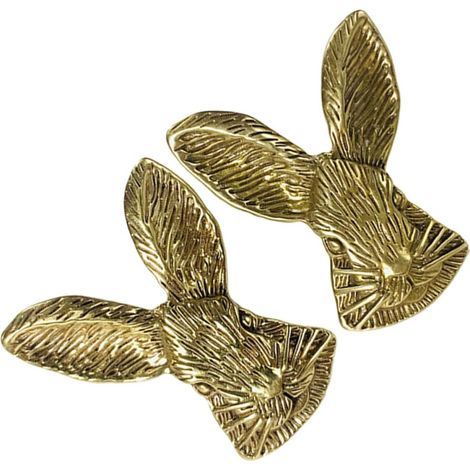 Boutons de Meubles en Laiton Doré 2pcs Tête de Lapin pour Tiroirs et Armoires la Cuisine, Installation Facile, Toucher Fin et Design Adorable (1/5)