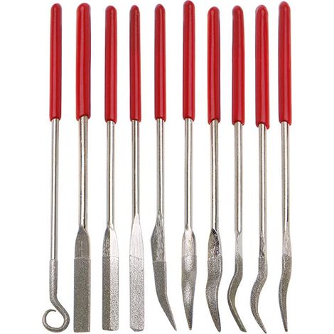 Ensemble de 10 limes diamantées, dont des limes plates en forme d'aiguille, carrées et rondes, adaptées aux métaux, aux bijoux et à la menuiserie. (1/5)