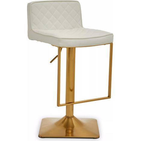 Premier Housewares Baina White And Gold Bar Stool With Square Base (1/5)