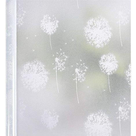 Opaque Window Film, Electrostatic Window Film, Privacy Window Film, Self-Adhesive, Easy to Install, Reusable for Bedroom, Kitchen, Bathroom, Dandelion Design, Size 45200cm (1/5)