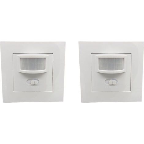 Set di 2 rilevatori di movimento a infrarossi da incasso (110-240 V CA) per lampadine, ideali per camere da letto o soggiorni (bianchi). (1/5)
