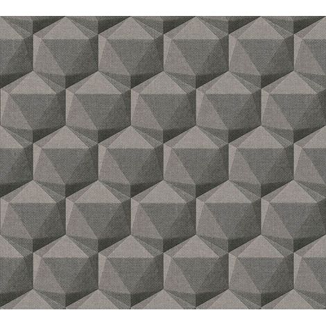 Grafik Tapete Profhome 387482 heißgeprägte Vliestapete leicht strukturiert im Retro-Stil matt grau anthrazit schwarz 5,33 m2