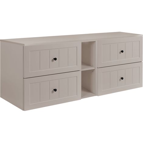Set di mobili da bagno sotto lavabo, Beige, 180 (2 x 80 + 20) x 46 x 58 cm , 3 colori di maniglie inclusi