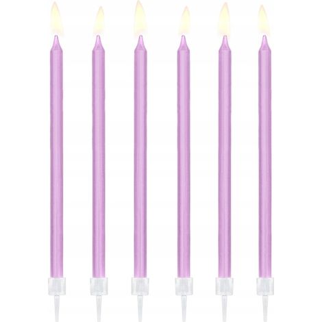 Candeline di compleanno lisce, color lilla, 14 cm, confezione da 12 pezzi. (1/5)