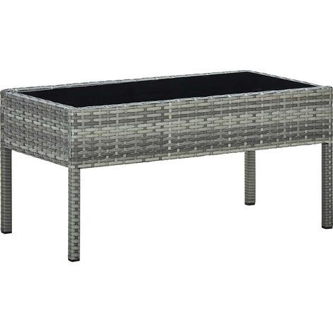 vidaXL Mesa de jardín ratán sintético gris 75x40x37 cm (1/5)