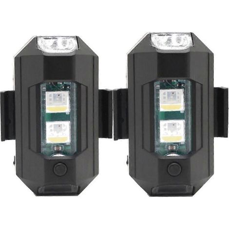 (2 pezzi) Luci di segnalazione notturna a LED USB a 7 colori per bicicletta, drone, moto, bici o drone radiocomandato.
