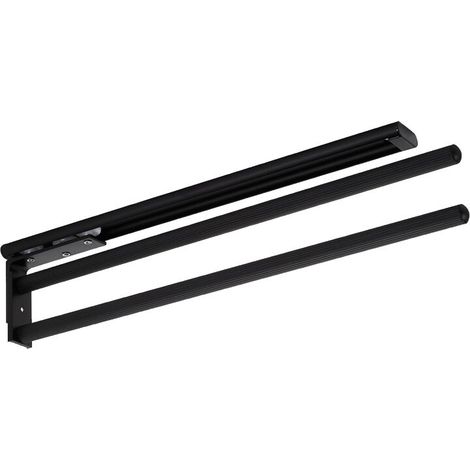 Itar – Porte essuie-tout coulissant noir – 2 bras – Hauteur 92 mm – Montage latéral sous plan de travail – Pour cuisine et salle de bain (1/5)