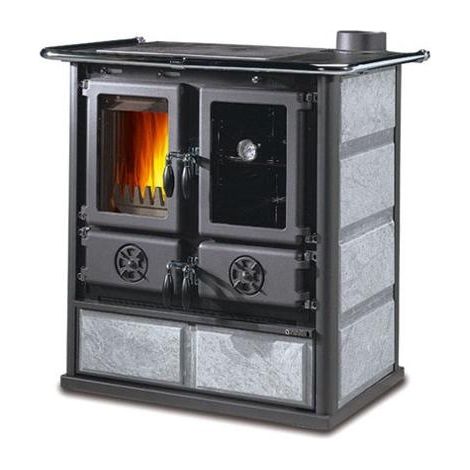 La Nordica – Cuisinière à bois 7.9 kW – Revêtement en pierre naturelle – Volume de chauffe 226 m³ – Four 28 L – Rendement 86.9 % (1/4)