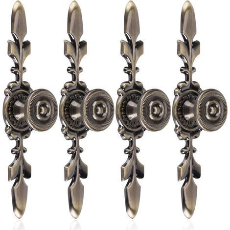 4Pcs Vintage Style Zinc Alloy Drawer Handles Knob Furniture Pull Drawer Cabinet Cupboard Cupboard with Screws Home Decoration(Green Bronze) (1/5)