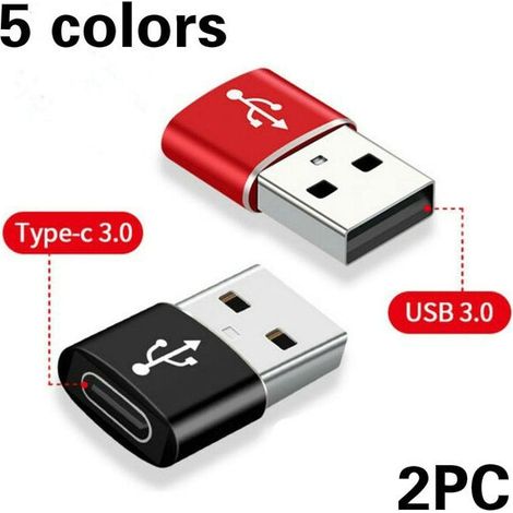 2 pièces USB 3.1 Type C femelle vers USB A mâle adaptateur convertisseur connecteur Type C vers USB adaptateur convertisseur (rouge + noir)