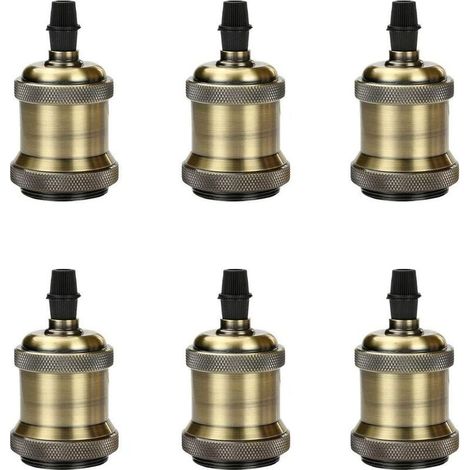 VURAHOME – 6 Stück Vintage E27 Lampenfassungen, Edison Retro Pendelleuchten-Fassungsadapter aus Messing im Vintage-Stil (1/5)