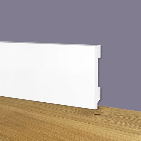Battiscopa Zoccolino BIANCO Squadrato passacavo 70x15mm in POLIMERI - Polistrutturato (prezzo al metro)