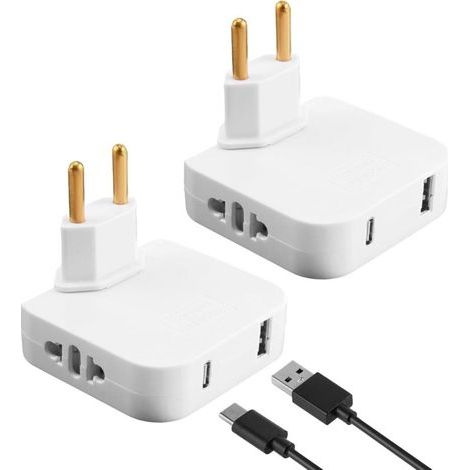 2er-Pack Flachsteckdosen für die Montage hinter Möbeln, mit 2 x 220-V-Steckdosen, 1 x USB-Anschluss und 1 x Typ-C-Anschluss, kompatibel mit europäischen 220-V-Steckern (1/5)