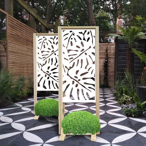 FILODENDRO - Paravent modulable - 70x190 cm - en bois et PVC - Couleur : blanc
