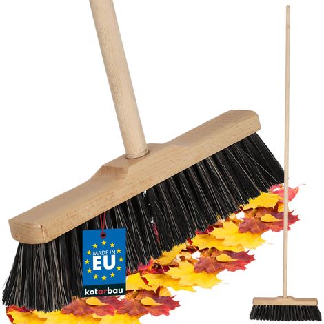 KOTARBAU® Balai Brosse - 30 cm - Marron - avec Manche en Bois - Balai Cantonnier - Brosse pour Terrasse - pour Intérieur Extérieur - en Bois de Hêtre (1/5)
