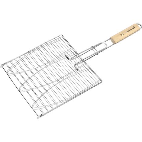 Grille pour 3 poissons - Chrome et bois - 28 x 28 cm (1/2)