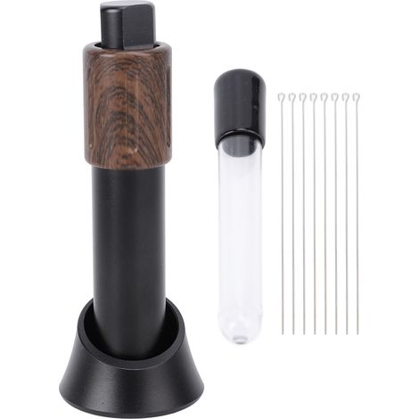 Distributeur à Aiguilles Rétractables Aluminium Acier Inoxydable Noir avec 8 Aiguilles de Remplacement et Base de Rangement (1/5)