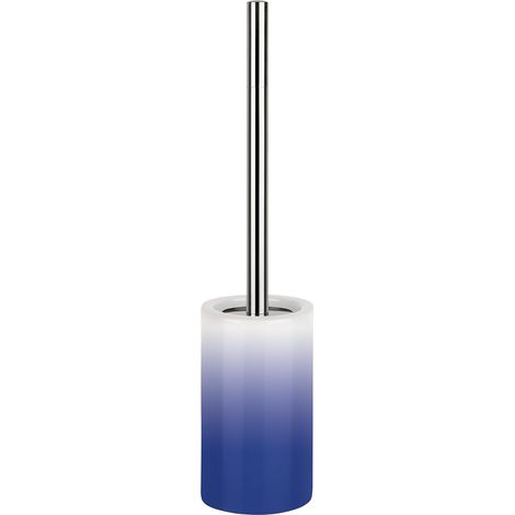 Brosse WC Porte-Balai Toilette Pot à Balai „Tube“ Ensemble WC à Poser en Céramique et Acier Inoxydable Bleu/Blanc (1/5)