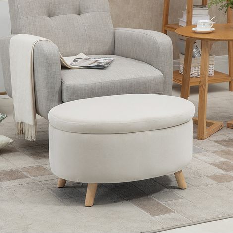 Sitzbank mit Stauraum Ovale Bettbank Beige OKMYHOME (1/4)