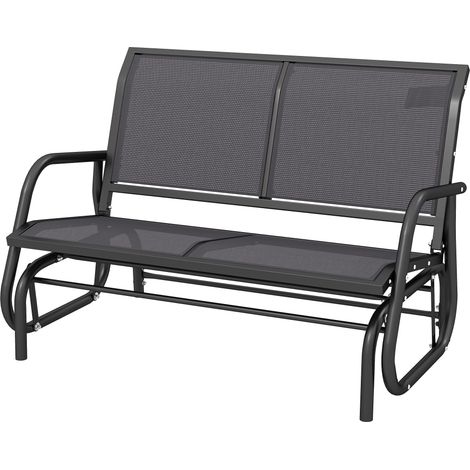 Outsunny Panchina a Dondolo da Giardino 2 Posti in Metallo e Texteline Grigio