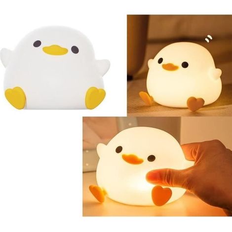 Veilleuse Bébé,veilleuse de chambre en silicone avec minuterie,veilleuse rechargeable enfant,Veilleuse de couchage forme canard (1/4)