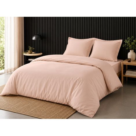 Pack complet housse de couette percale 78 fils pour lit 140 x 190 cm Nude (1/5)