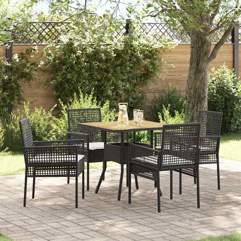 Garten Essgruppe 5 pcs Schwarz Poly-Rattan