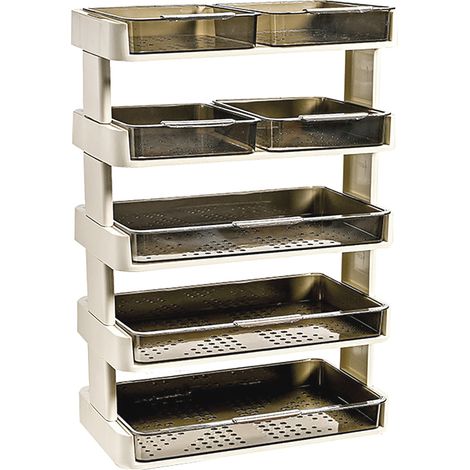 Support de Cuisine en Plastique Démontable Multifonctionnel, Étagère de Rangement pour Comptoir, Bloc Alimentaire pour Chambre Salle de Bain Bureau, Blanc Crème 5 Niveaux (1/5)