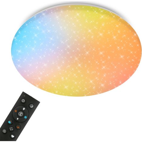 Briloner LED Deckenleuchte AuraGlow Mit Sternencover Ø56x8,5 cm 40W 4200lm Farbwechsel Weiß - Deckenlampe Sternenhimmel Wohnzimmer Schlafzimmer