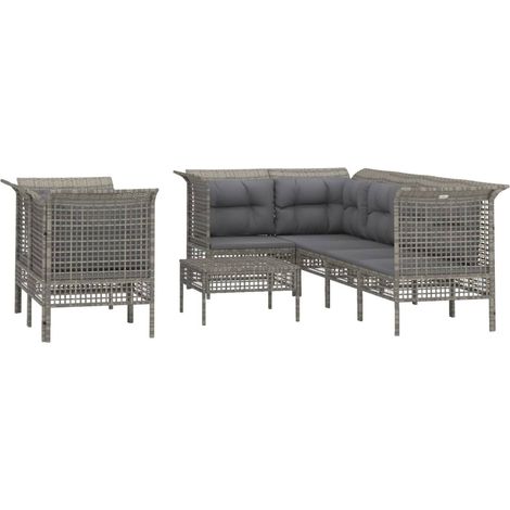 Mobili da giardino mobili da esterno Set di mobili da 8 pezzi con cuscini grigi in resina intrecciata 020017607