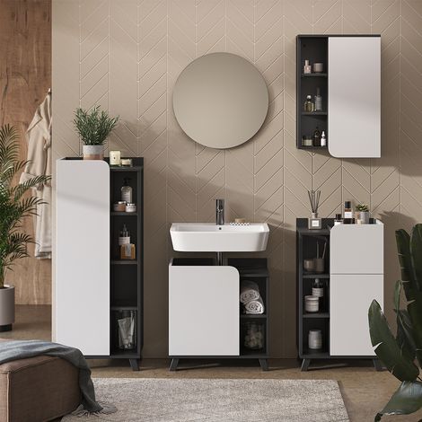 Set di mobili da bagno Karen, Antracite/bianco, 5 parti, Vicco