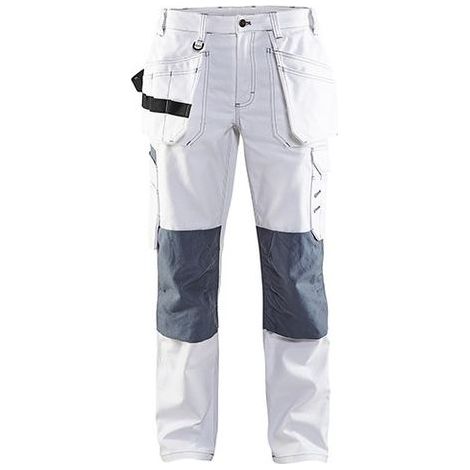 Blaklader – Pantalon de jardinage femme – 100% coton croisé – Renforts CORDURA® aux poches – Taille 52 – Jambes courtes – Blanc (1/2)
