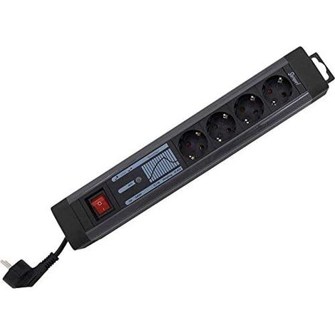 Regleta Rev Supraguard negra con protección contra sobretensiones (1/2)
