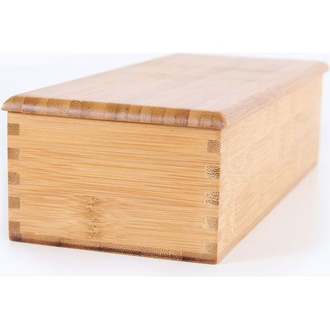 Boîte de rangement en bambou organisateur pour couverts, cosmétiques et accessoires, matériau éco-responsable, dimensions 27 x 11 x 6,6 cm (1/5)