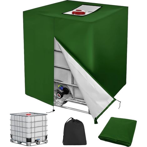 Bâche Cuve IBC 1000L avec Fermeture Éclair Anti-UV 116x100x120cm Vert (1/5)